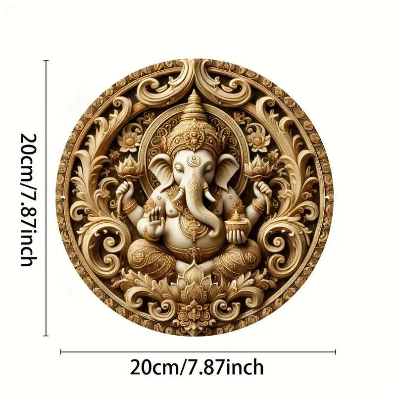 Vintage Indian Elephant God Aluminum Wall Art