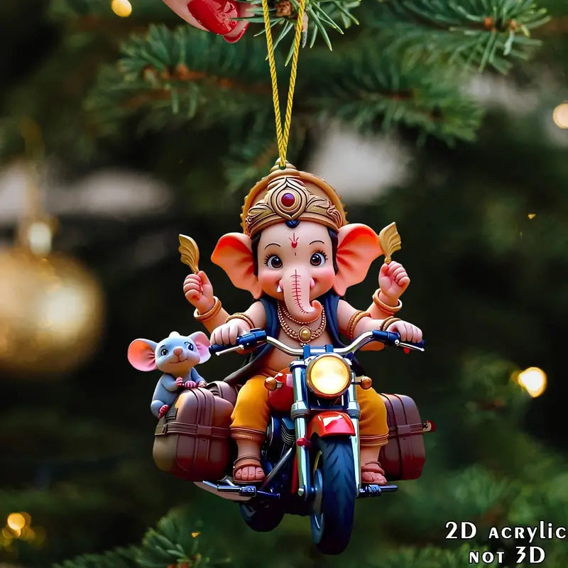 1pc Multifunctional Acrylic Ganesha and Mouse Motorcycle Hanging Ornament