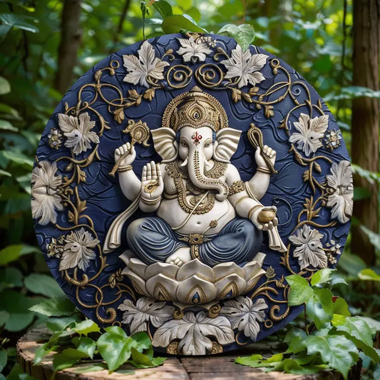 Ganesha-Themed Vintage Aluminum Wall Art