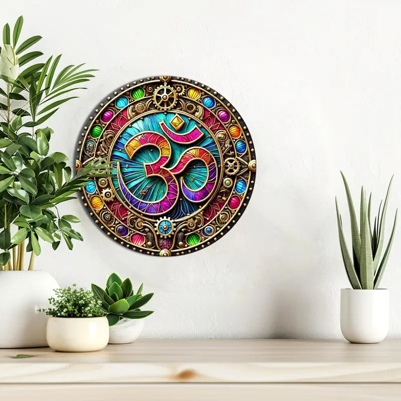 Vintage Steampunk Om Symbol Aluminum Wall Art