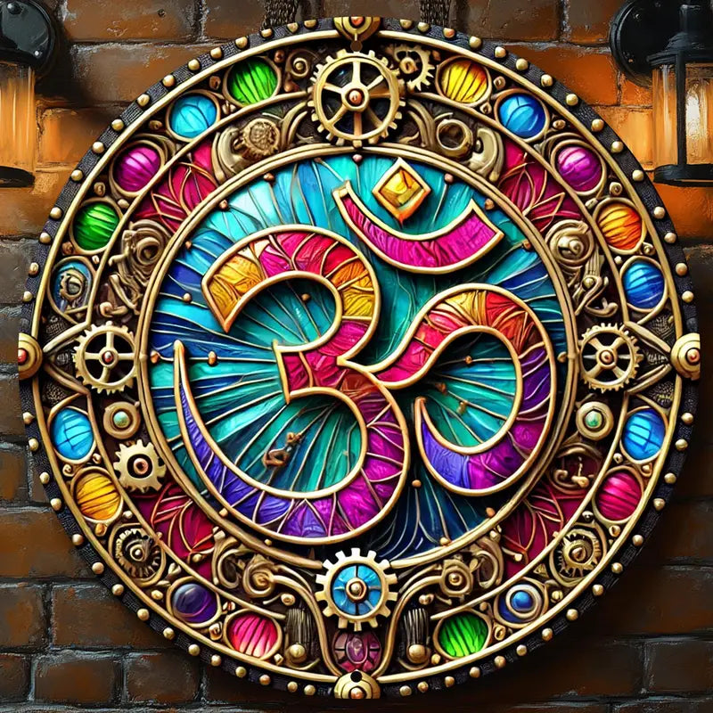 Vintage Steampunk Om Symbol Aluminum Wall Art