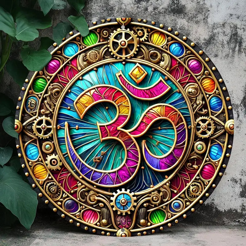 Vintage Steampunk Om Symbol Aluminum Wall Art