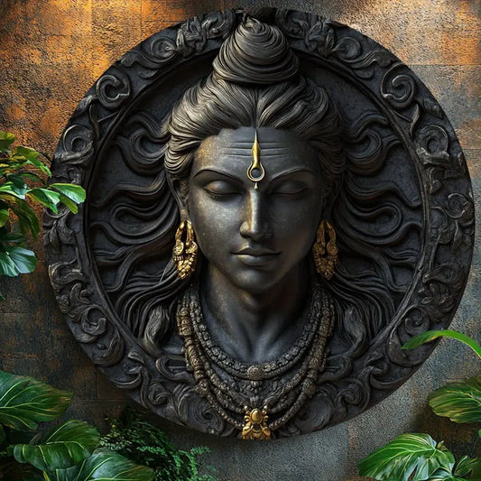 Vintage Shiva-Themed Aluminum Wall Sign