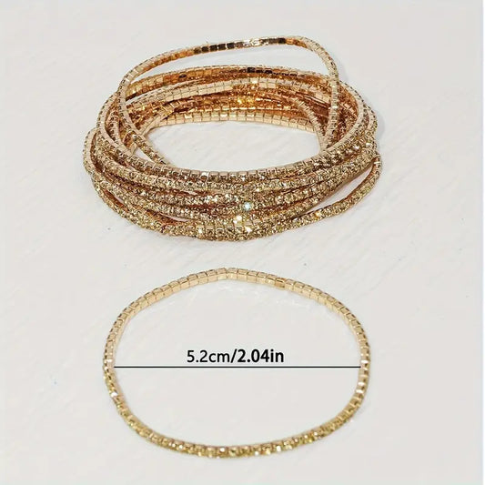 6-Pack Rhinestone Stretch Bracelets for Women