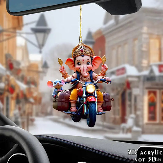 1pc Multifunctional Acrylic Ganesha and Mouse Motorcycle Hanging Ornament