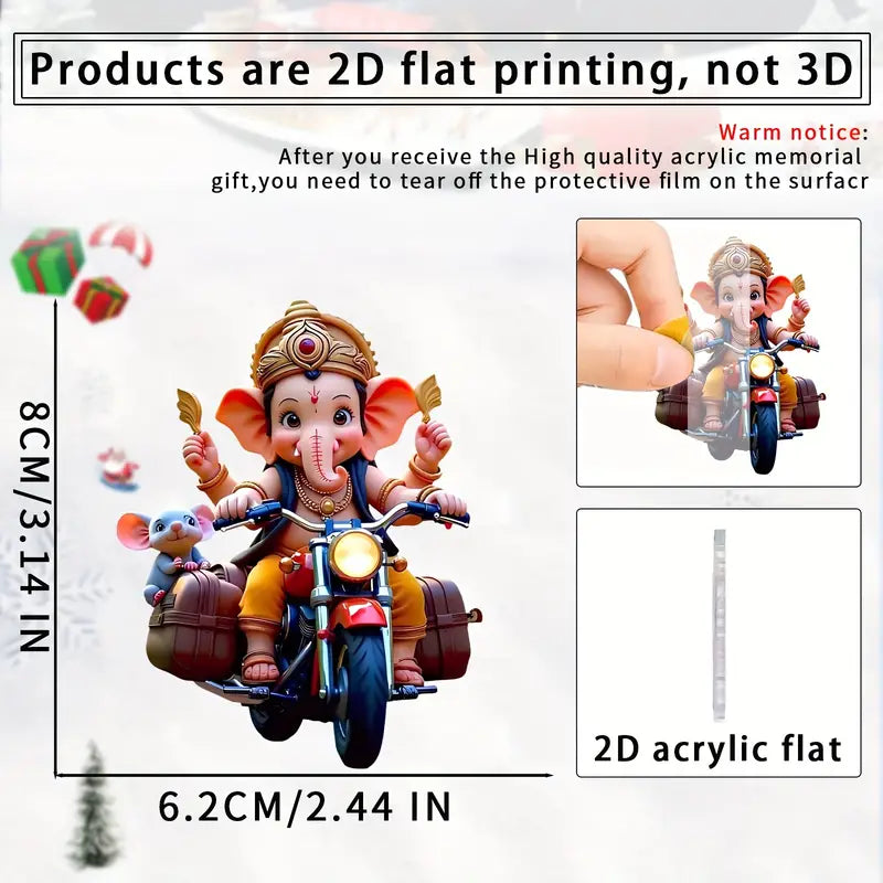 1pc Multifunctional Acrylic Ganesha and Mouse Motorcycle Hanging Ornament