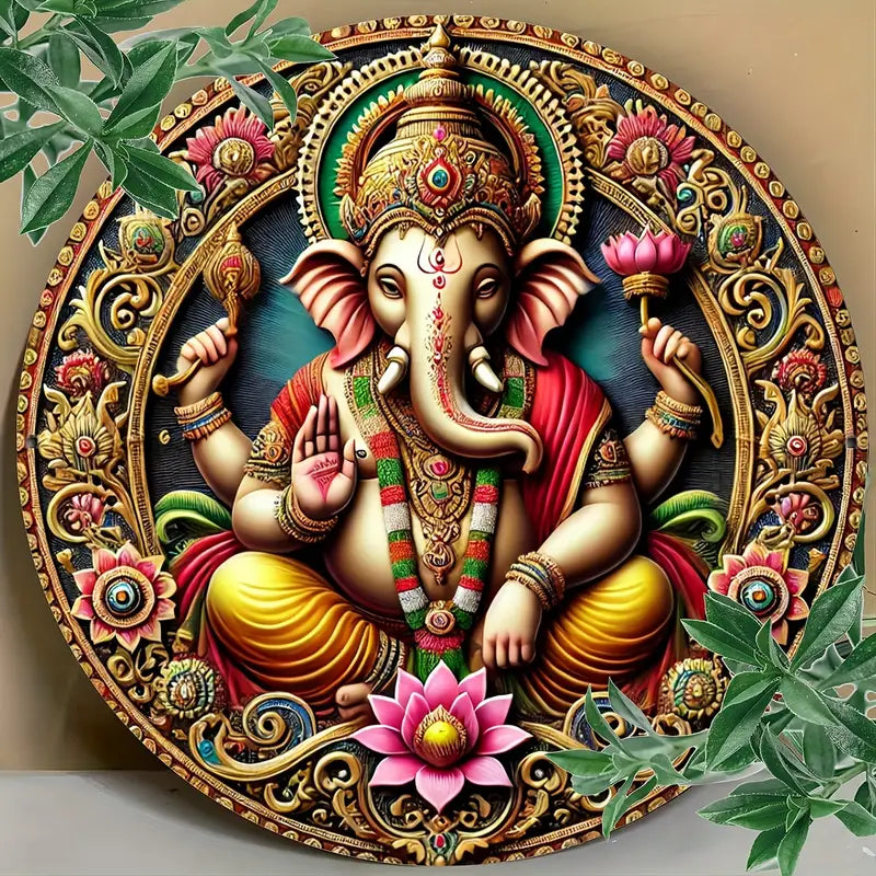 Vintage Ganesha Hindu Deity Wall Art