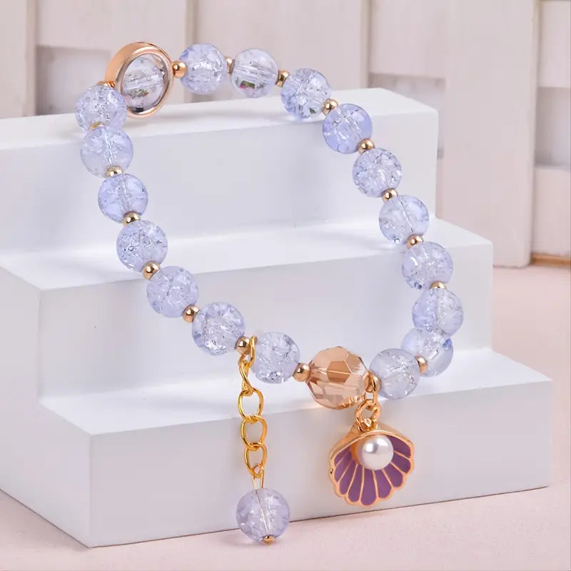 1pc Kids Christmas Gift Girls Shell Pearl Bracelet