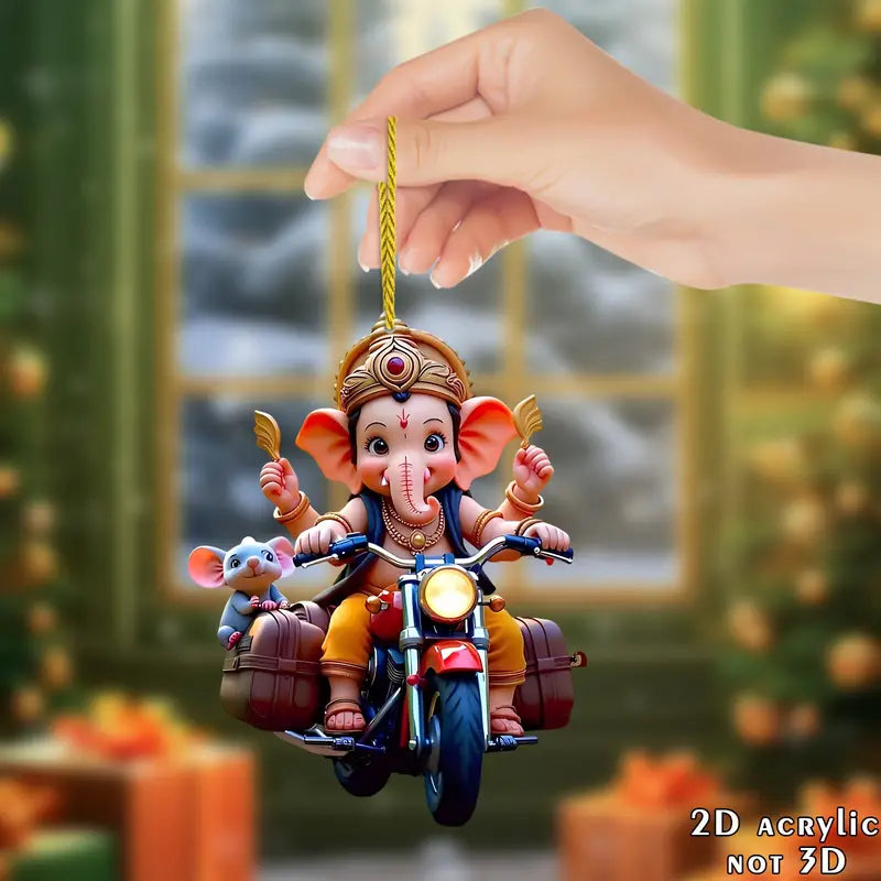 1pc Multifunctional Acrylic Ganesha and Mouse Motorcycle Hanging Ornament