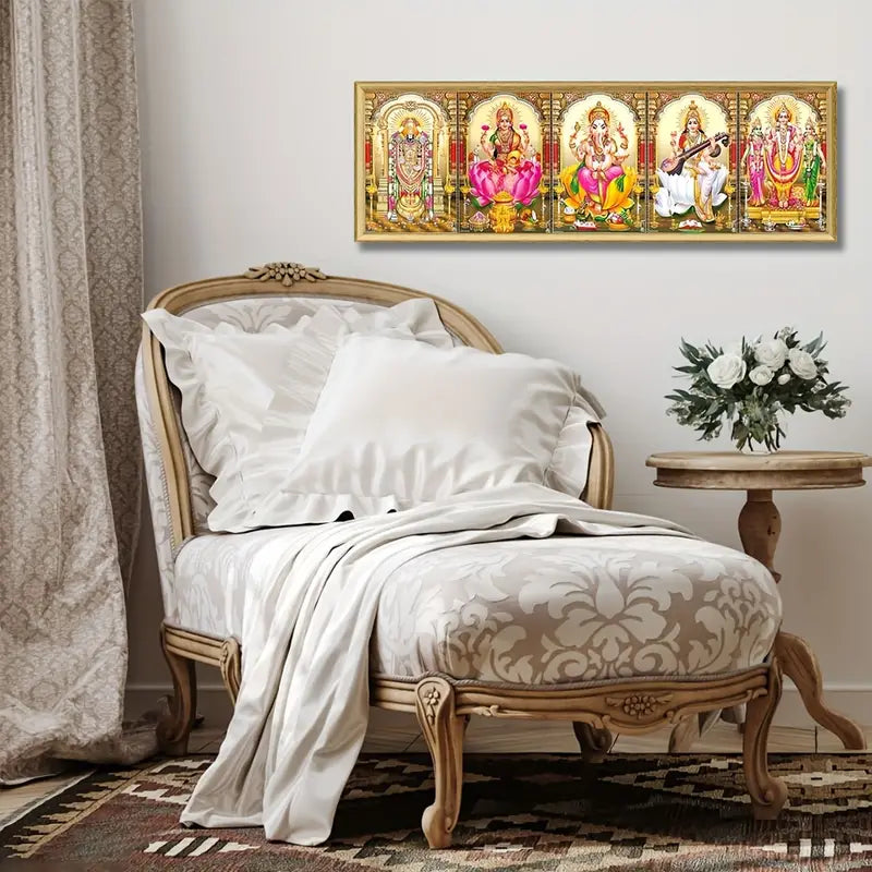 Vintage Indian Deities Wall Art: 4-Panel