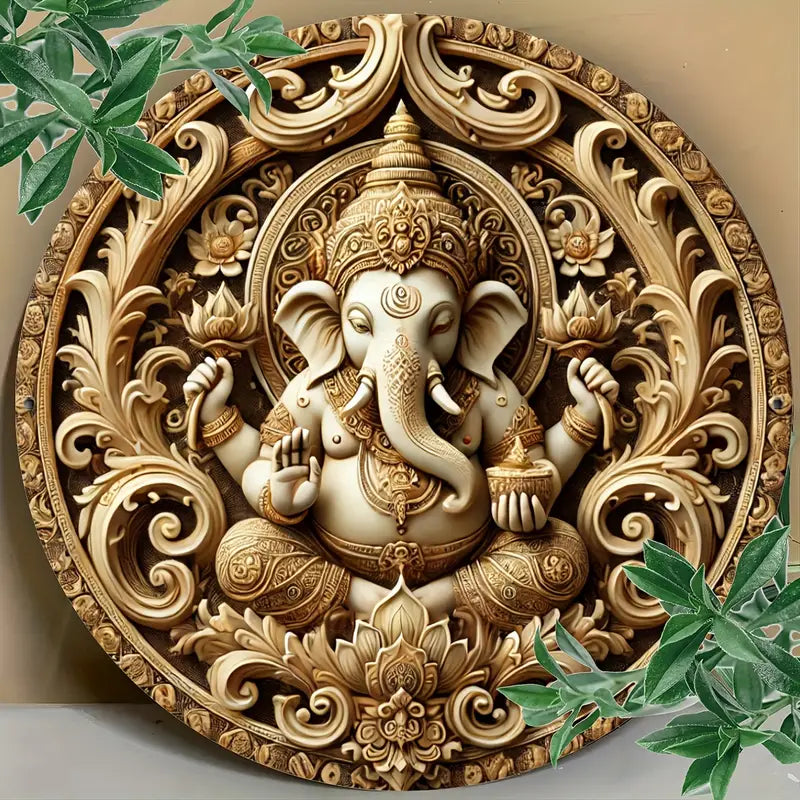 Vintage Indian Elephant God Aluminum Wall Art